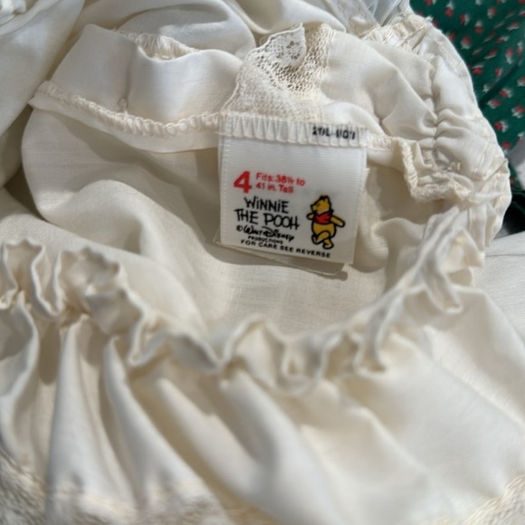 Winnie the Pooh, vintage Swiss floral, green and red white with ruffles dress 4T - Picture 11 of 16